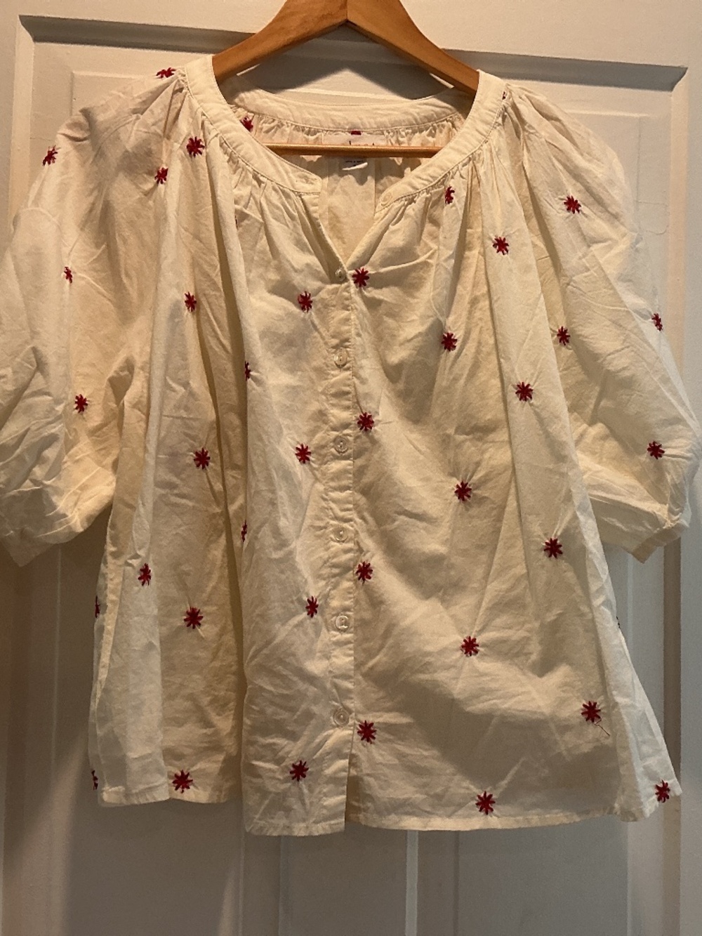 Velvet summer top with embroidery